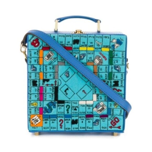 Olympia Le-Tan Paris Monopoly Game Board Box Shoulder Bag in Blue - Picture 3 of 10